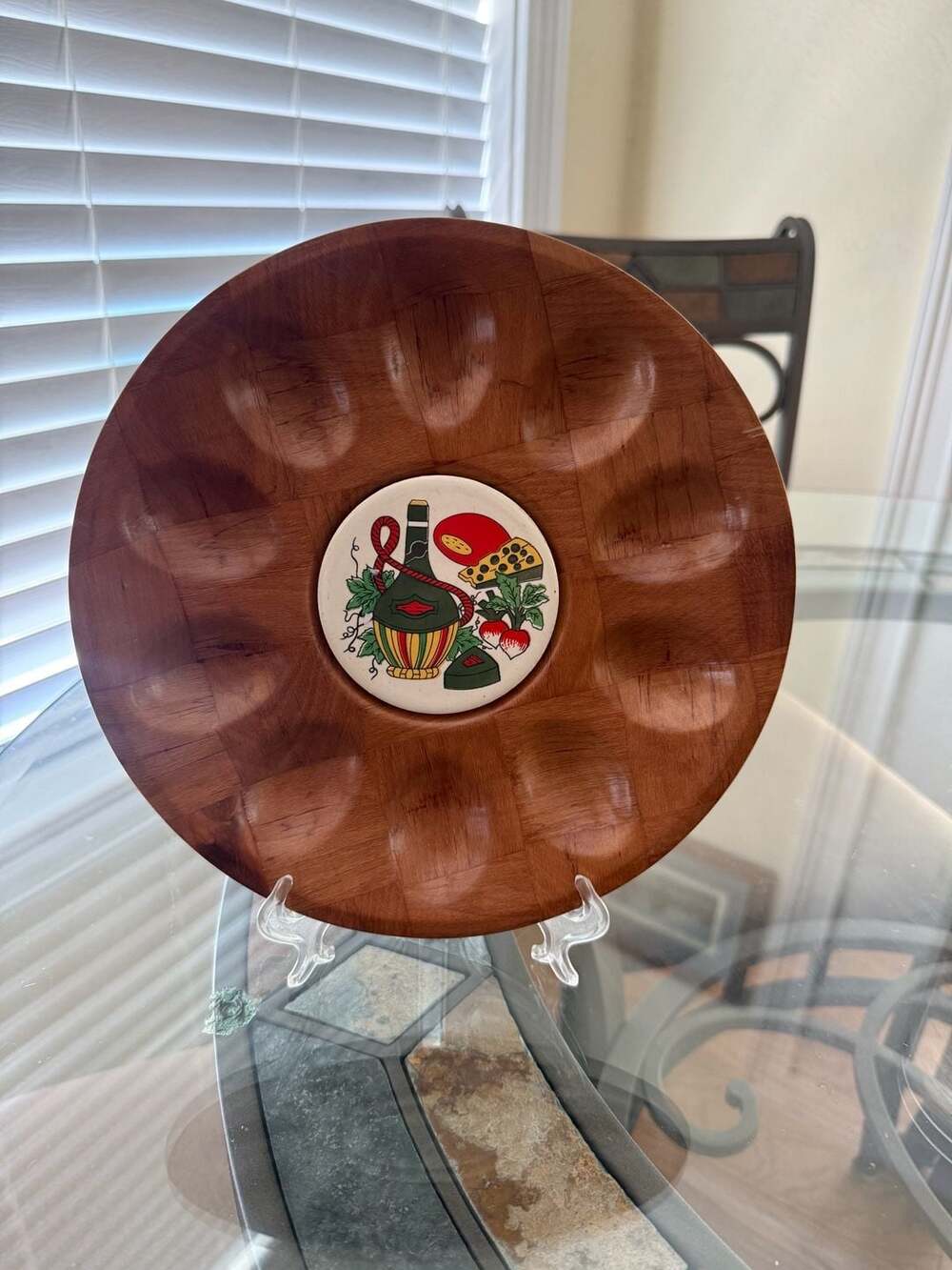 Wooden Deviled Egg Tray with Ceramic Insert